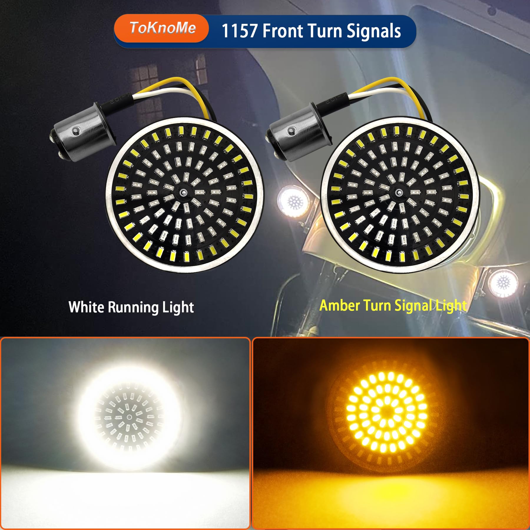 Toknome 1157 Led Turn Signals 2' Front Rear Bulbs 81 Led Lights Smoke Lens Covers Kit Compatible With Harley Davidson Softail Dyna Sportster Touring Tri Glide 1986-2023